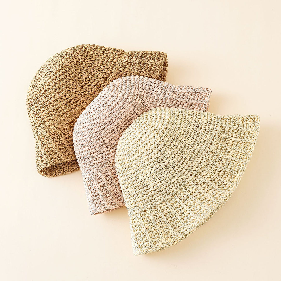 Women's Braided Sun Hat with Soft Brim and Decorative Stitching Mune Fashion