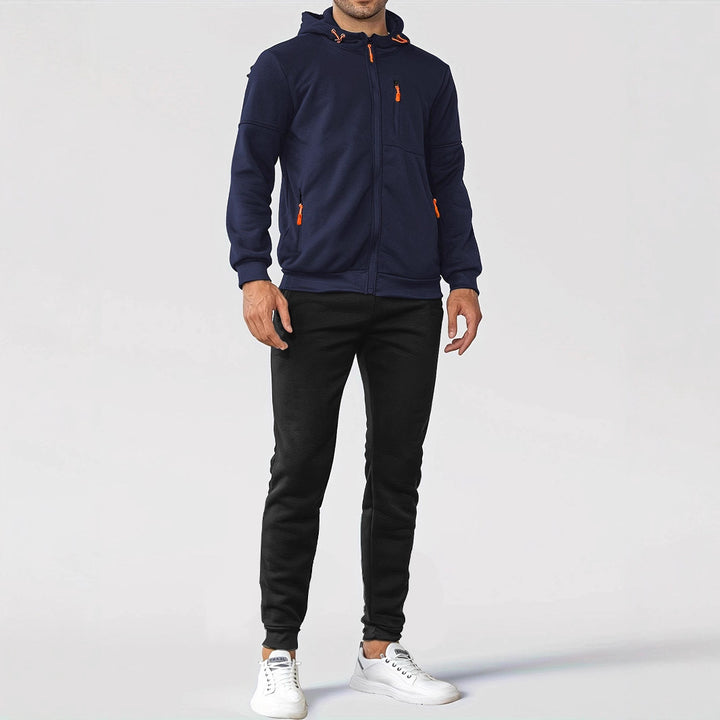 Men's nan technical hoodie jacket with full front zipper, chest pocket with zipper and elastic cuffs Mune Fashion