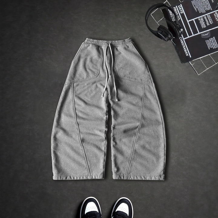 Women Extra Wide Lounge Jogging Pants with High Waist, Drawstring & Shaped Knee Panels Mune Fashion
