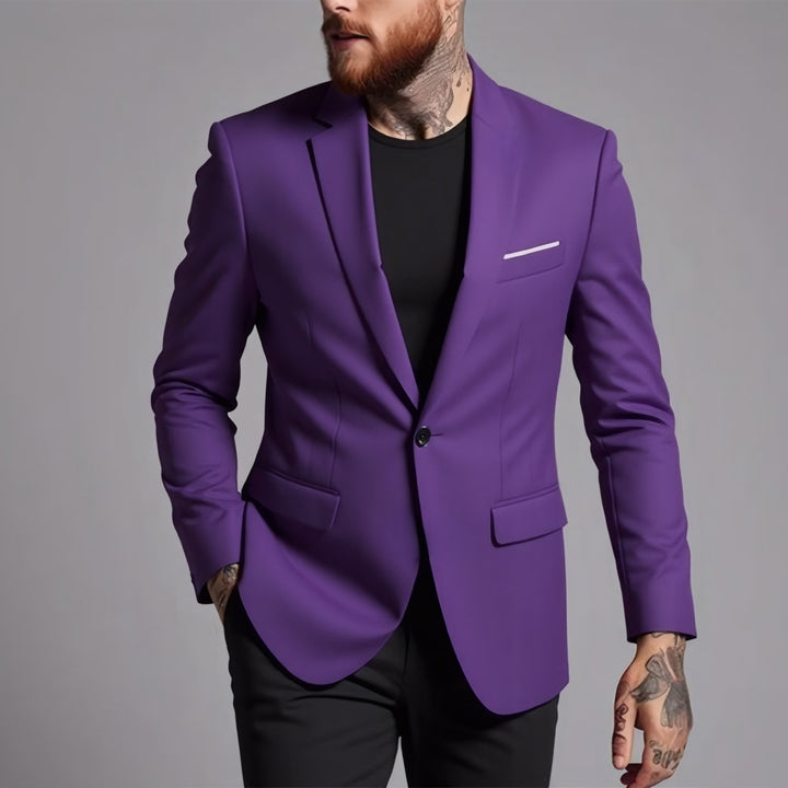 Men's Tailored One-Button Blazer made of Stretch Fabric with Narrow Lapels and Flap Pockets Mune Fashion