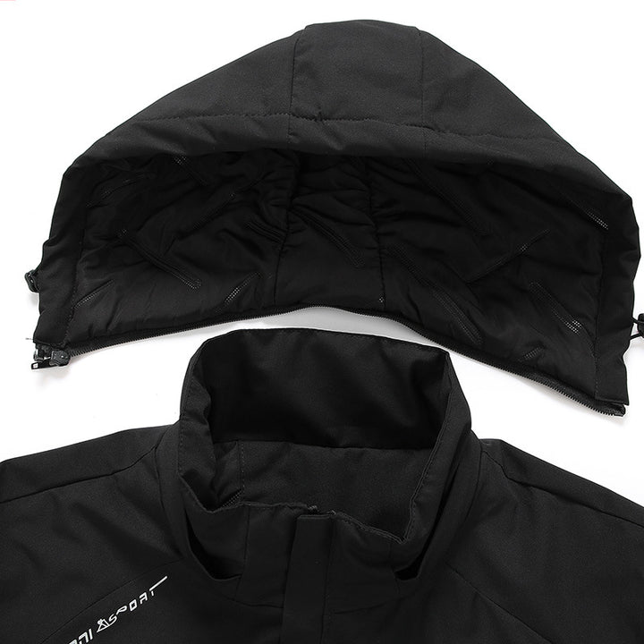 Men's water-repellent urban softshell hooded jacket with lightly padded quilted lining, concealed zipper, and elastic cuffs Mune Fashion