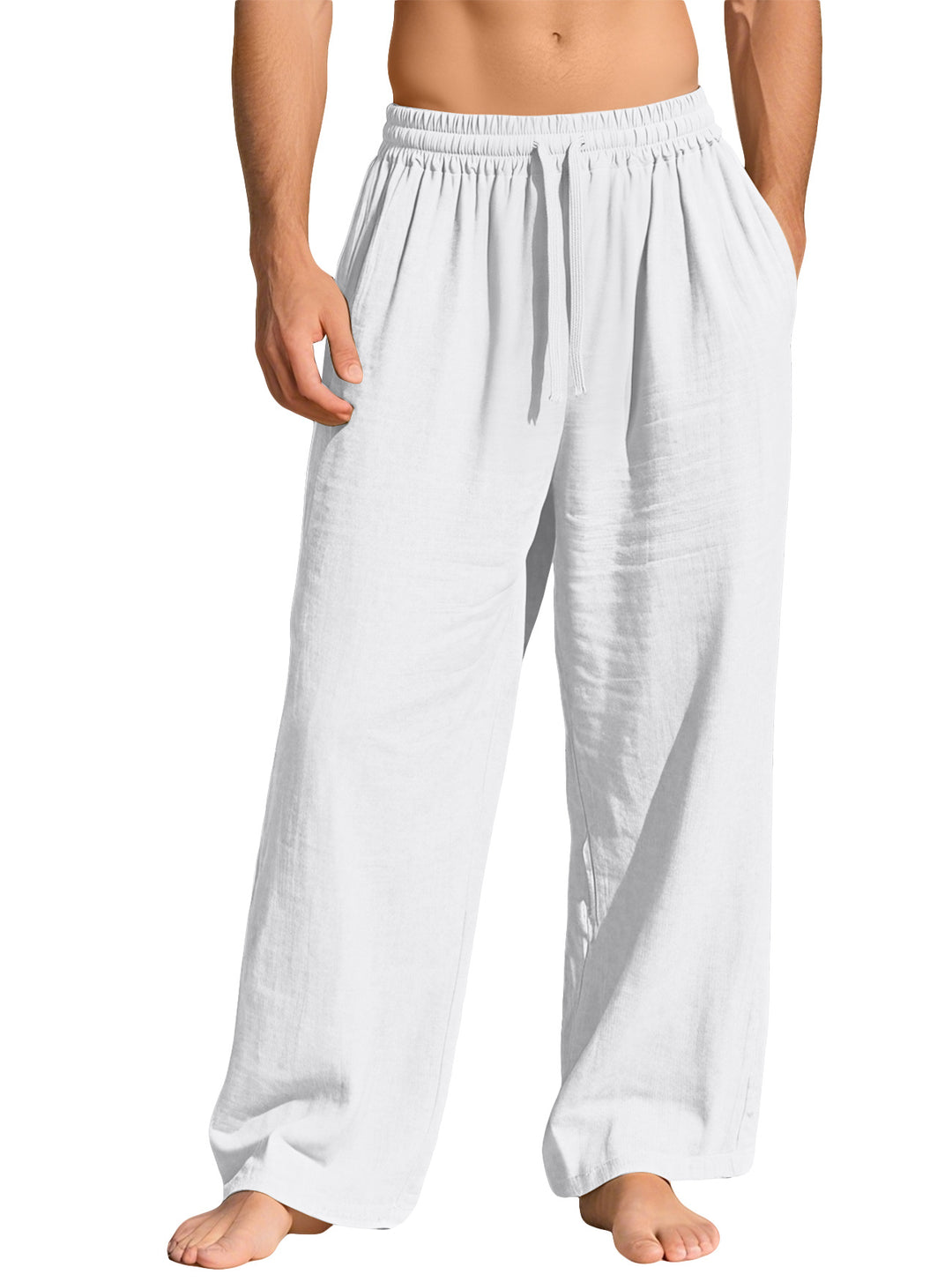 Men's lightweight linen lounge pants with elastic waistband and side pockets Mune Fashion