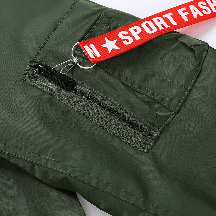 Men's lightweight pilot jacket made of high-tech nylon with sleeve organizer and contrasting interior lining Mune Fashion