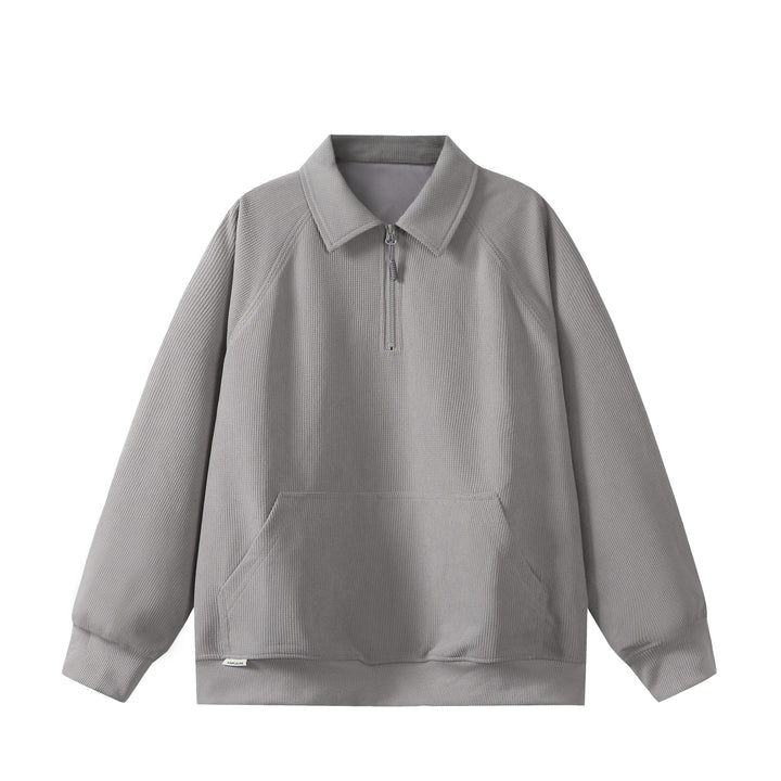 Unisex Half-Zip Sweatshirt with Waffle Texture and Kangaroo Pocket Mune Fashion