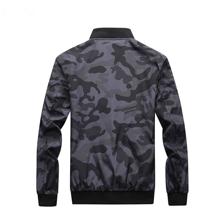 Men's Camouflage Bomber Jacket with Arm Pocket, Elastic Cuffs, and Lightweight Windbreaker Quality Mune Fashion