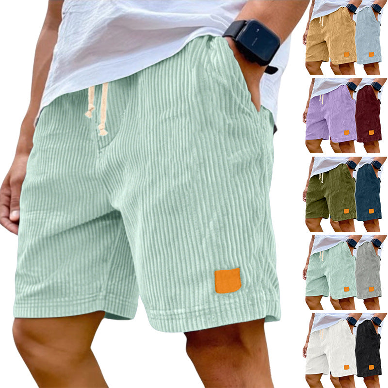 Men's fine corduroy shorts with elastic drawstring waistband, drawstring and deep side pockets Mune Fashion
