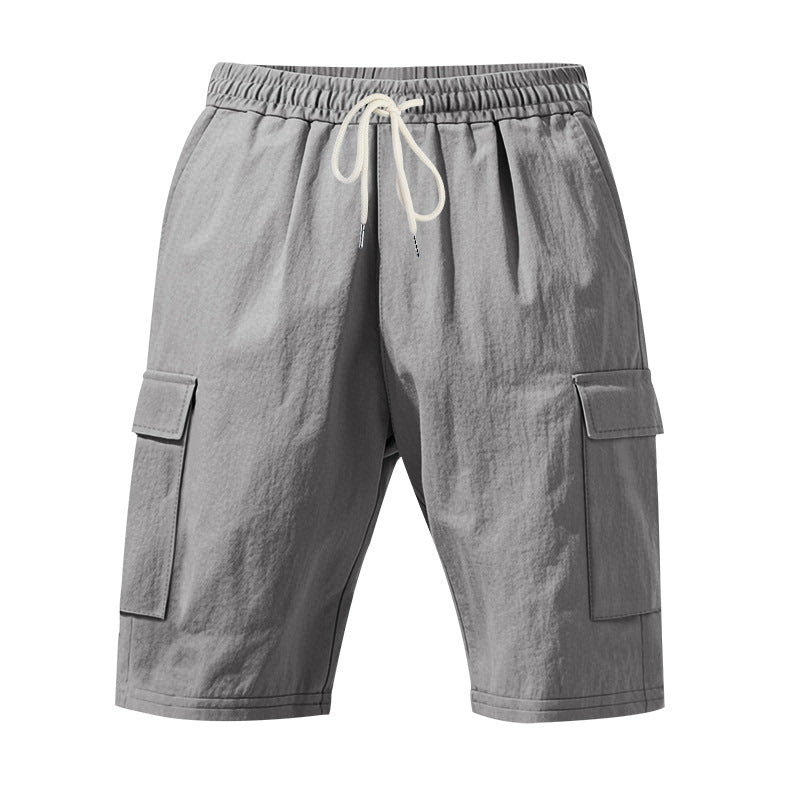 Men's travel and outdoor bermuda shorts with elastic drawstring waistband, security inner pocket and front flap pockets Mune Fashion