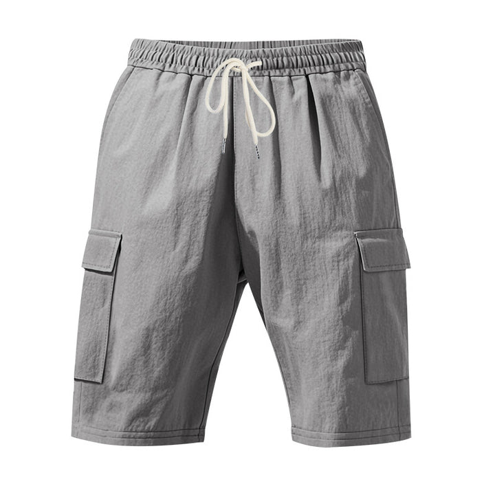 Men's travel and outdoor bermuda shorts with elastic drawstring waistband, security inner pocket and front flap pockets Mune Fashion
