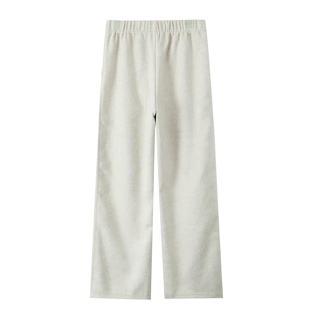 Women's Wide Jersey Pants with High Waist and Elastic Drawstring Mune Fashion