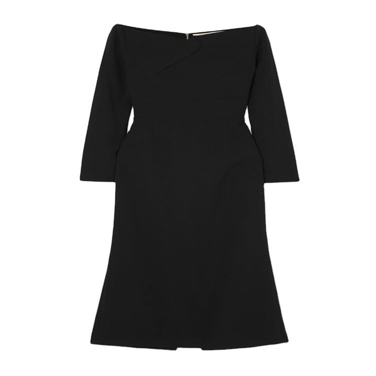 Women's Off-Shoulder Midi Dress in Fitted Sheath Dress Cut Mune Fashion
