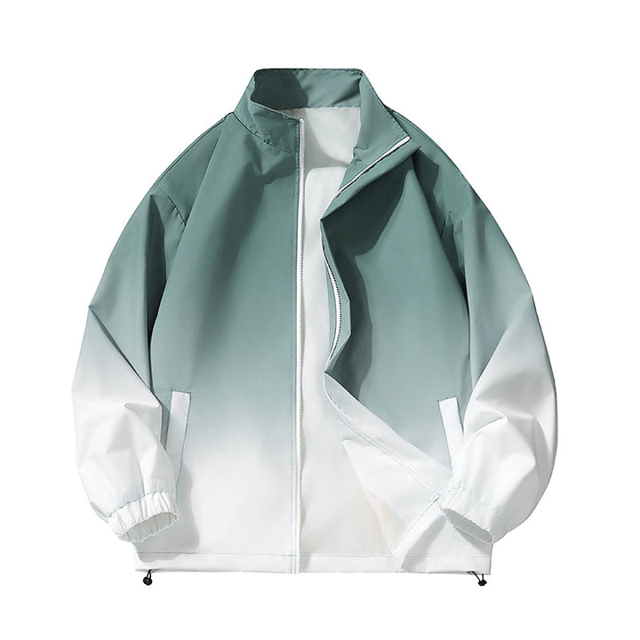 Men's lightweight gradient windbreaker jacket with stand-up collar, full zip & drawstring hem Mune Fashion