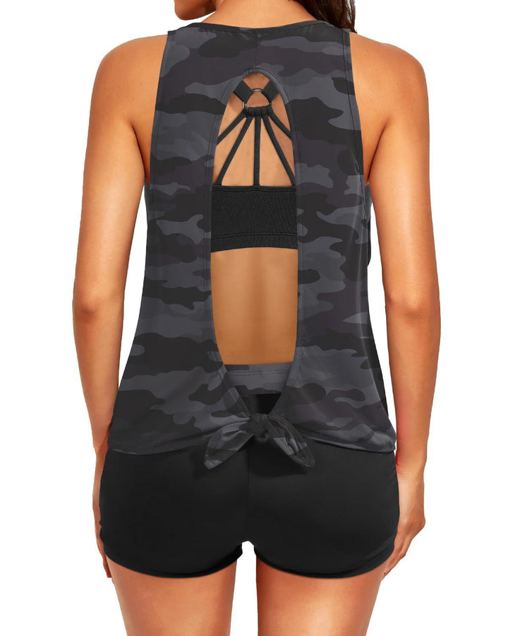 Ladies sporty tankini top with elegant back cut-out Mune Fashion