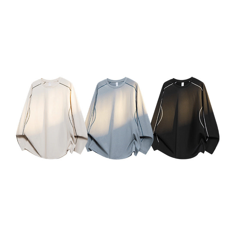 Damen Oversize-Langarmshirt aus Waffel‑ und Jersey‑Mix mit kontrastierenden Flatlocknähten Mune Fashion