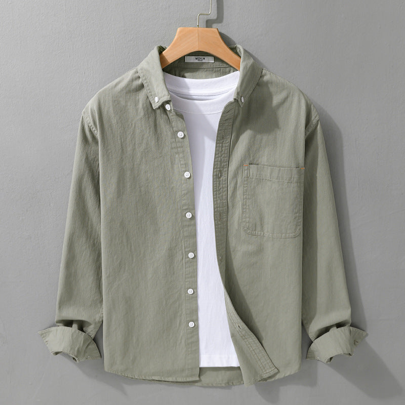 Men's Lightweight Cotton Overshirt in Shirt Jacket Style with Chest Pocket and Button-Down Collar Mune Fashion