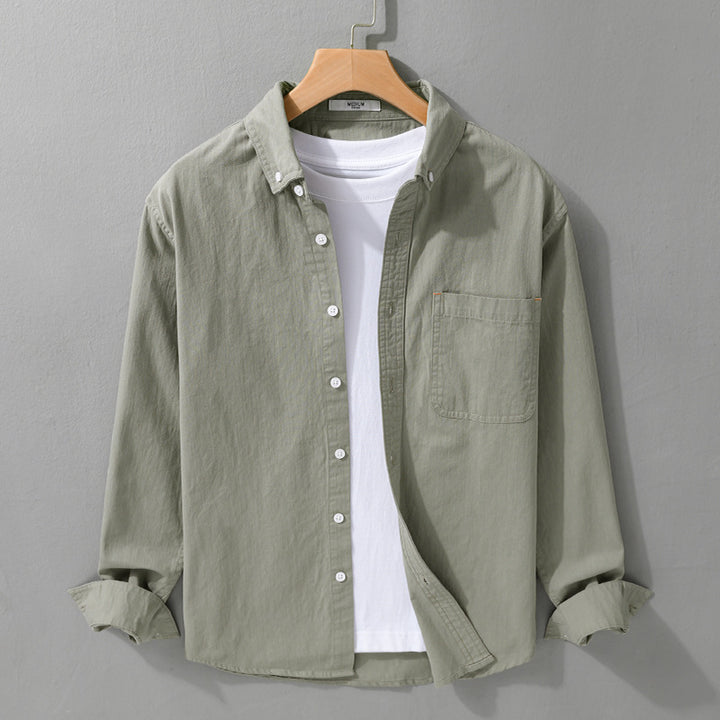 Men's Lightweight Cotton Overshirt in Shirt Jacket Style with Chest Pocket and Button-Down Collar Mune Fashion