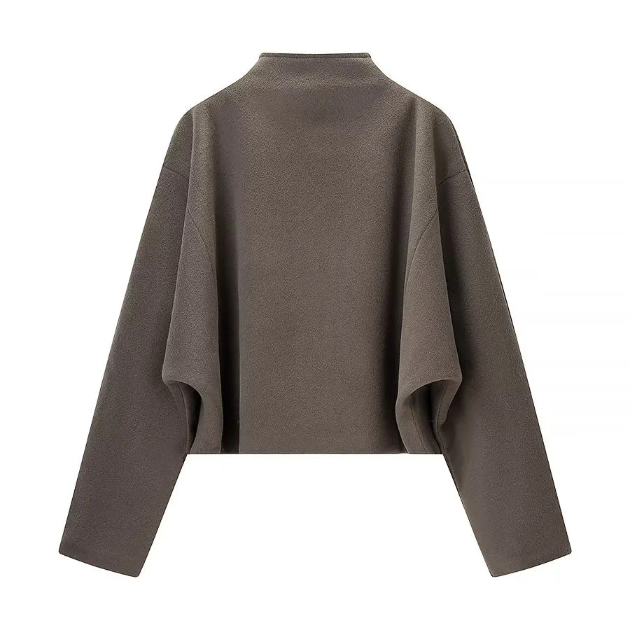 Women's nan kastiger Zip-Up Fleece Cardigan with stand-up collar and clean minimal design Mune Fashion