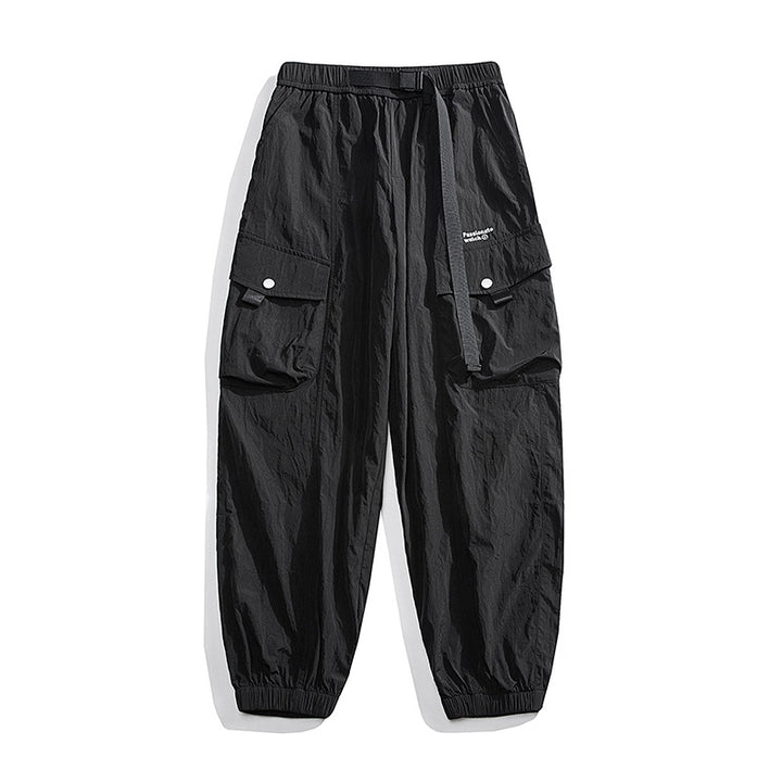 Unisex Loose Nylon Cargo Pants with Elastic Waistband and Ankle Cuffs Mune Fashion