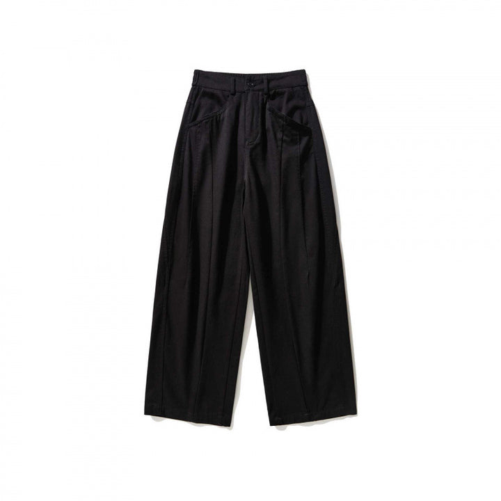Ladies Wide Pleated Trousers with High Waist and Straight Wide Leg Mune Fashion