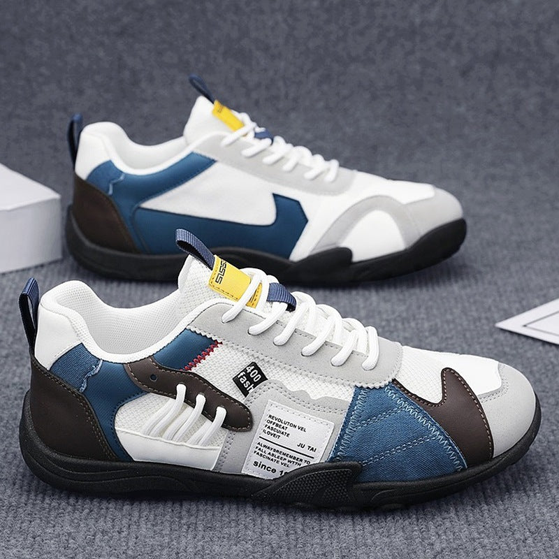 Men's sporty retro mesh leather mix sneakers with reinforced toe cap and grippy trail sole Mune Fashion