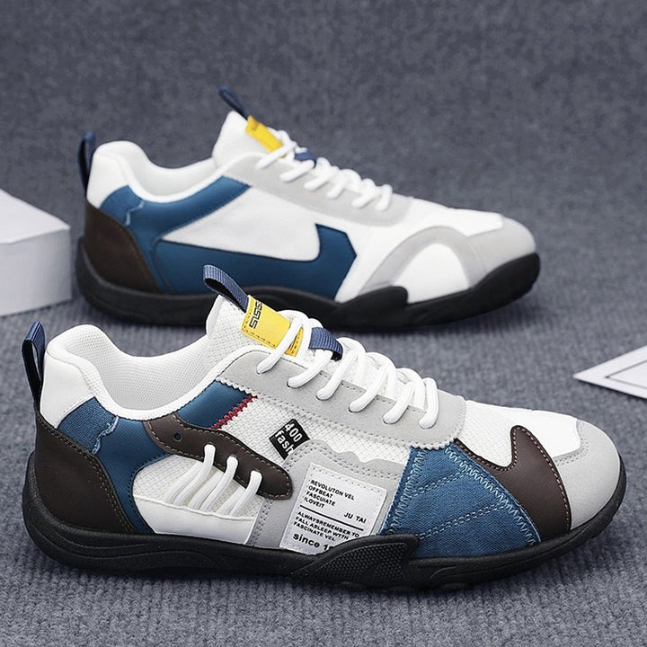 Men's sporty retro mesh leather mix sneakers with reinforced toe cap and grippy trail sole Mune Fashion