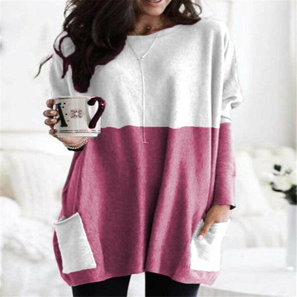 Women's oversized long shirt with contrast block and patch pockets Mune Fashion