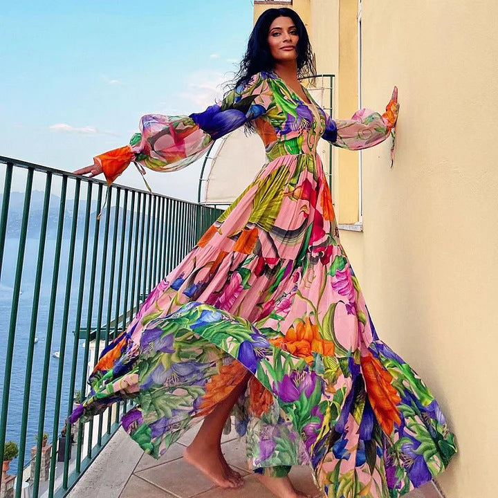 Women's one-piece swimsuit with transparent flounce sleeves Mune Fashion