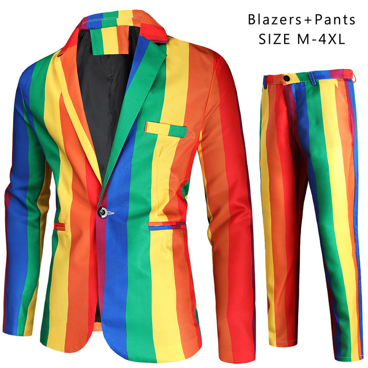 Men's statement two-piece with striking vertical stripes, blazer & suit pants Mune Fashion