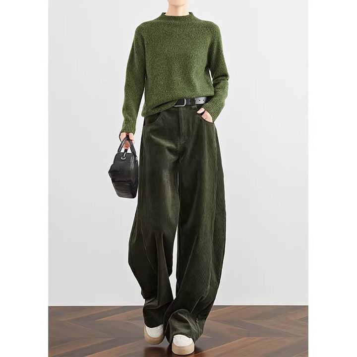 Women Fashionable Chunky Knit Sweater with Round Neck Mune Fashion