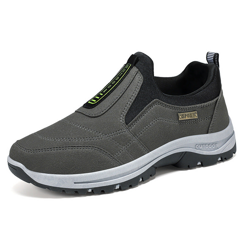 Men's durable slip-on outdoor hiking shoe with water-repellent microfiber surface and grippy tread sole Mune Fashion