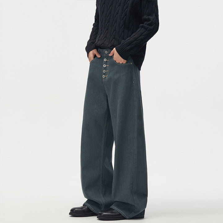 Men's Marlene denim pants in ultra-wide baggy cut with visible button placket Mune Fashion