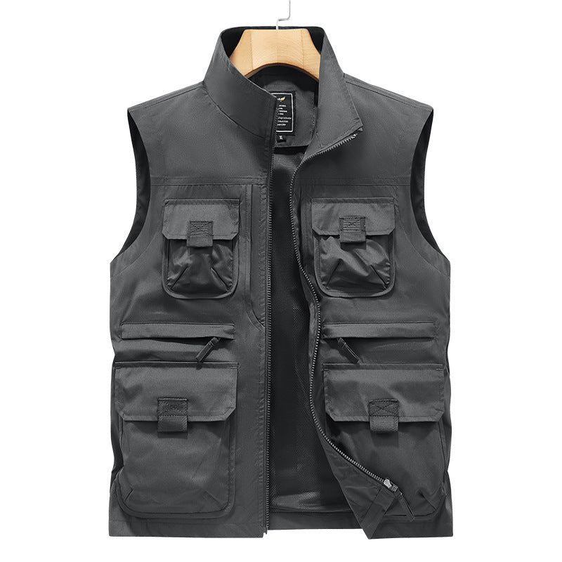 Men's photographer and outdoor utility vest with many multifunctional pockets and continuous zipper Mune Fashion