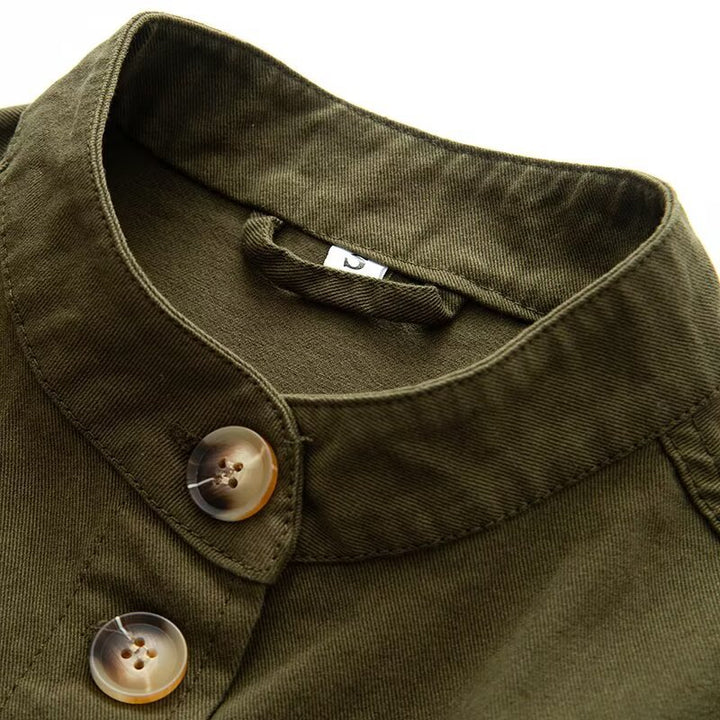 Women's short jacket with stand-up collar, boxy-cropped silhouette and patch pockets Mune Fashion
