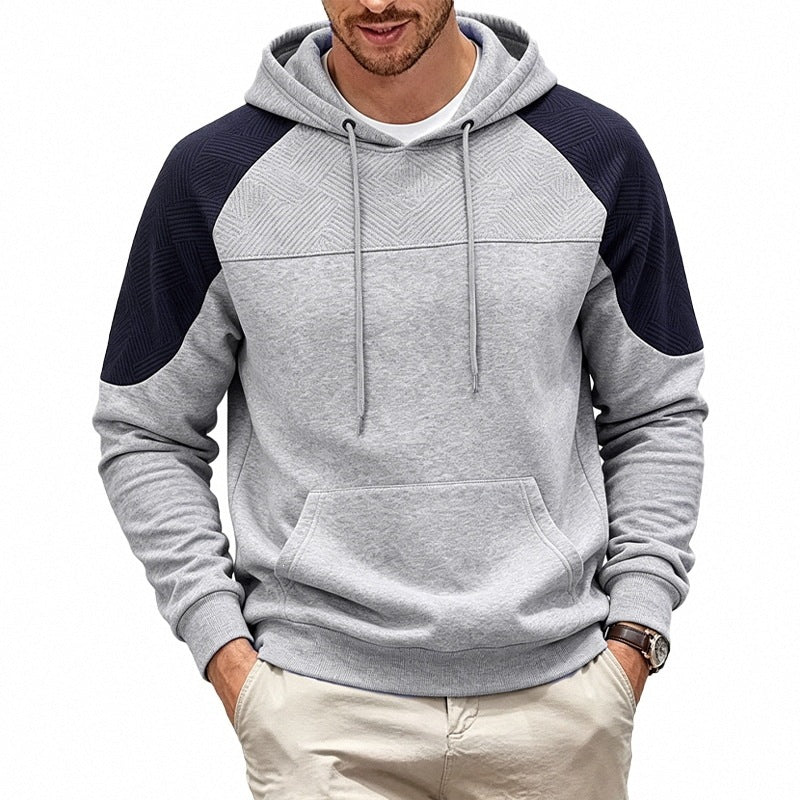 Men's hooded sweatshirt made of French Terry with waffle structure inserts and kangaroo pocket Mune Fashion