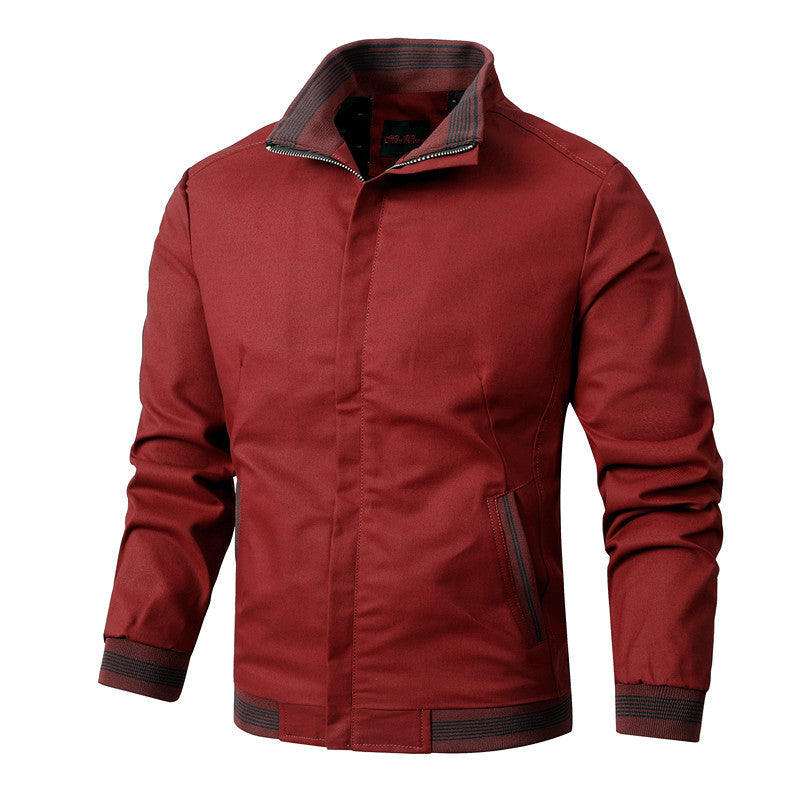 Men's transitional jacket made of cotton twill with stand-up collar and ribbed cuffs Mune Fashion