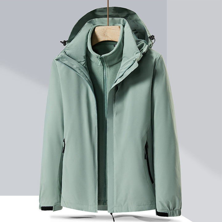Men's two-layer softshell rain jacket with removable fleece inner layer and adjustable hood Mune Fashion