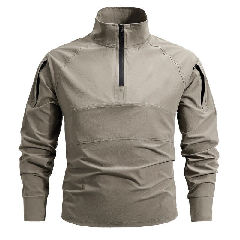 Men's tactical half-zip softshell pullover with arm pockets and high collar Mune Fashion