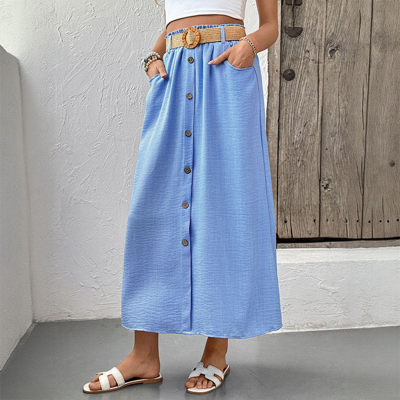Women Elegant Maxi Skirts with Button Details Mune Fashion