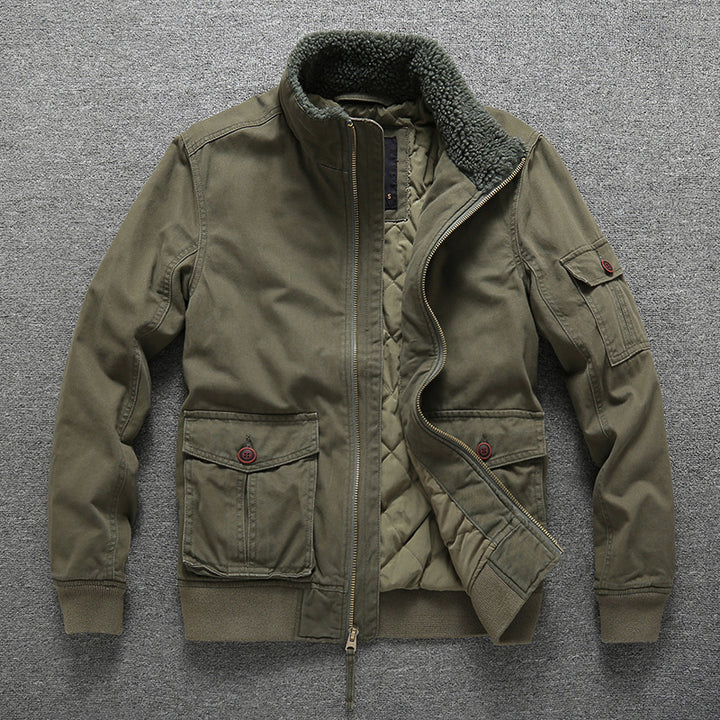 Men's Padded Utility Field Jacket with Teddy Collar and Multiple Pockets Mune Fashion