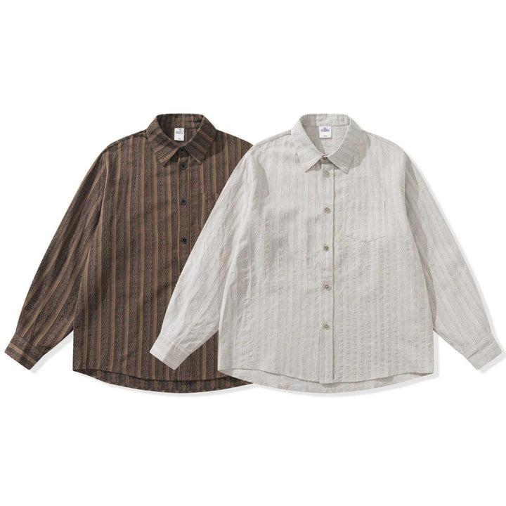 Unisex Loose Overshirt made of linen blend with texture and chest pocket Mune Fashion