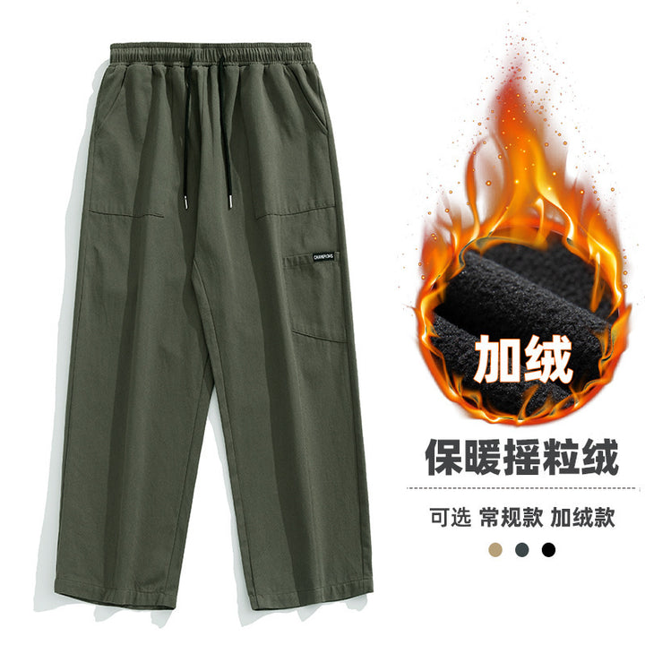 Unisex Wide Utility Cargo Pants with Elastic Waistband and Multiple Pockets Mune Fashion