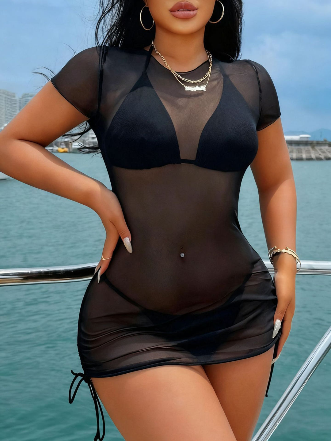 Ladies transparent bathing dress with short sleeves Mune Fashion