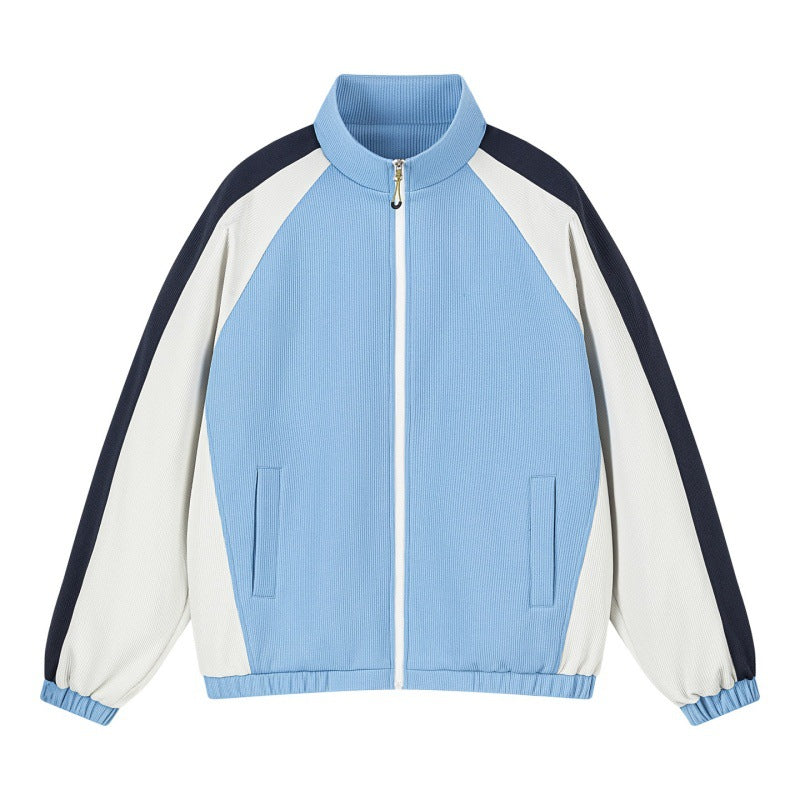 Men's Multicolored Track Jacket with Stand-Up Collar, Raglan Sleeves, and Full Zip Mune Fashion