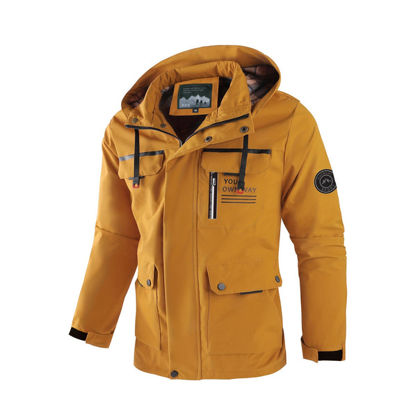 Men's light softshell parka with water-repellent coating, hood and multifunctional pockets Mune Fashion
