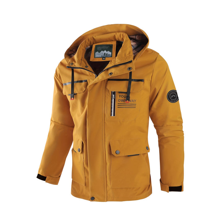 Men's light softshell parka with water-repellent coating, hood and multifunctional pockets Mune Fashion