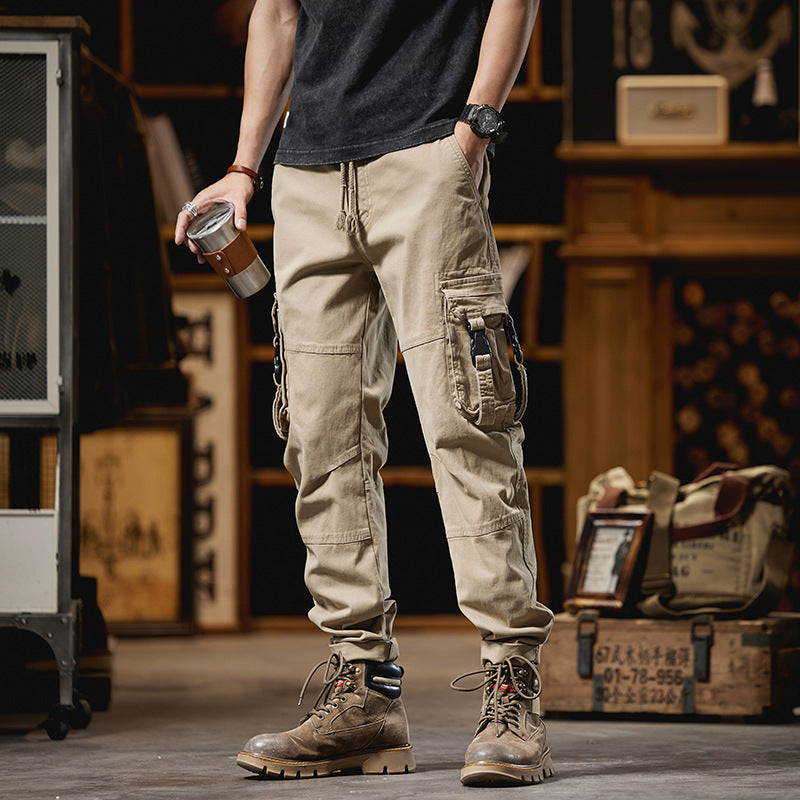Men's Tactical Utility Cargo Pants with Reinforced Knee Patches, Multifunctional Pockets and Drawstring Waist Mune Fashion