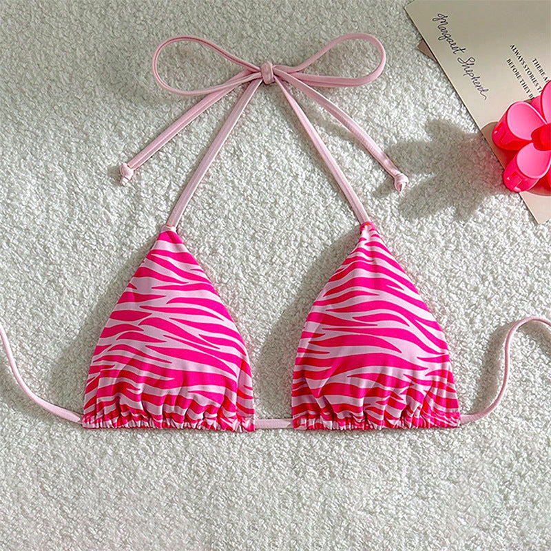 Women's triangle bikini with fashionable zebra pattern and tie detail Mune Fashion