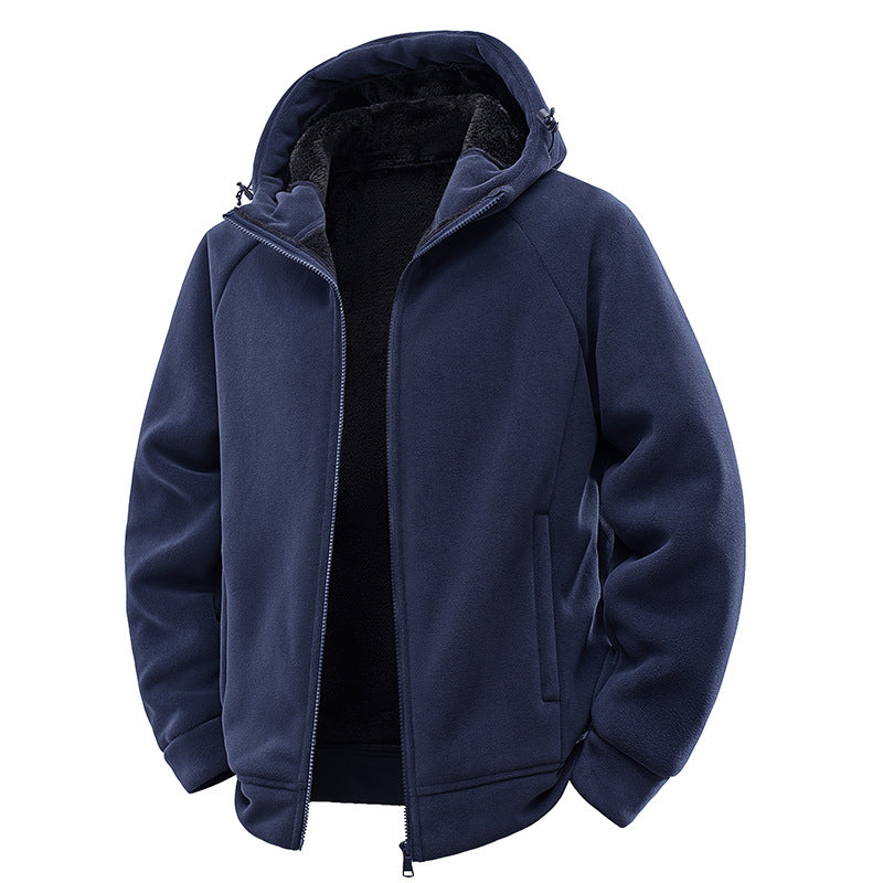 Men's teddy-lined fleece hooded jacket with thermal lining, continuous zipper & side pockets Mune Fashion