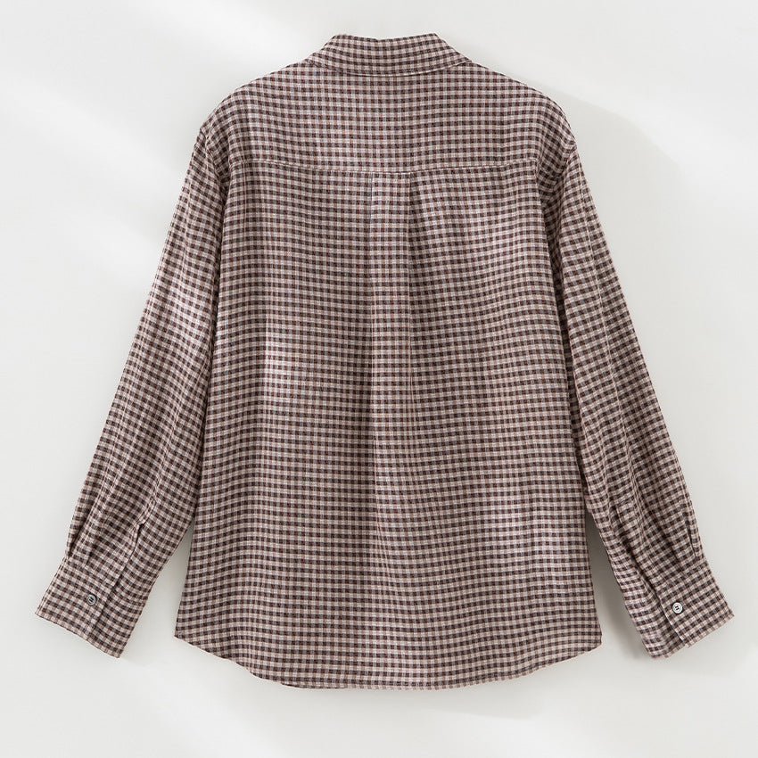 Women Checked Oversized Shirt Blouse with Continuous Button Placket Mune Fashion
