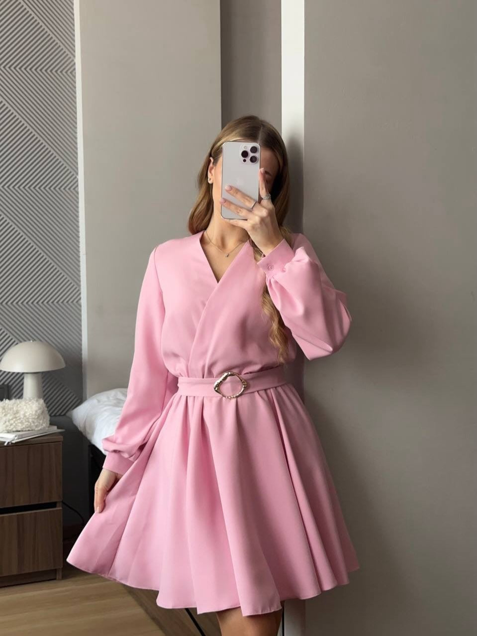 Ladies wrap dress with fitted heart belt and voluminous swing skirt Mune Fashion