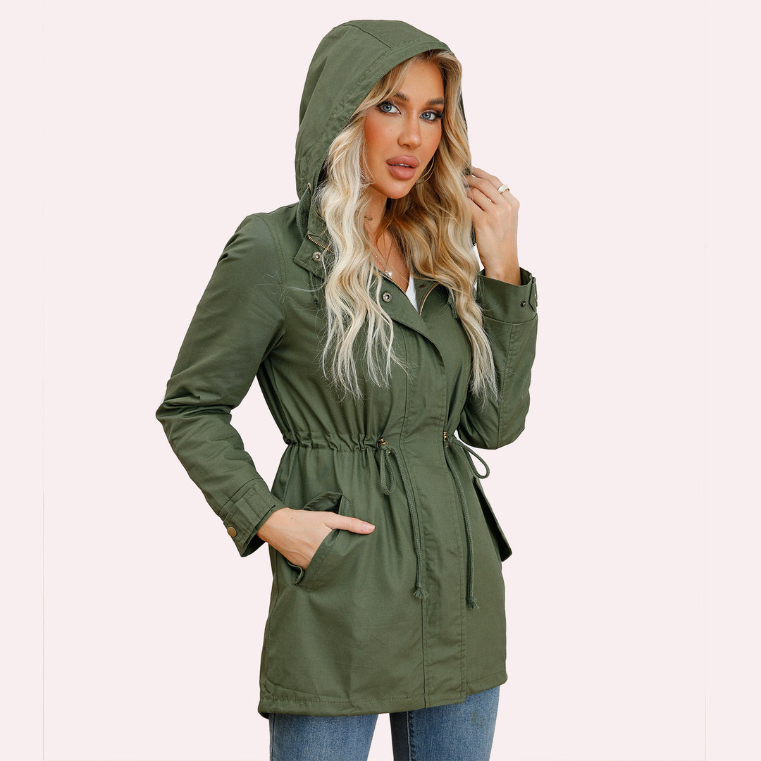 Women's lightweight parka with hood, drawstring and concealed zip Mune Fashion
